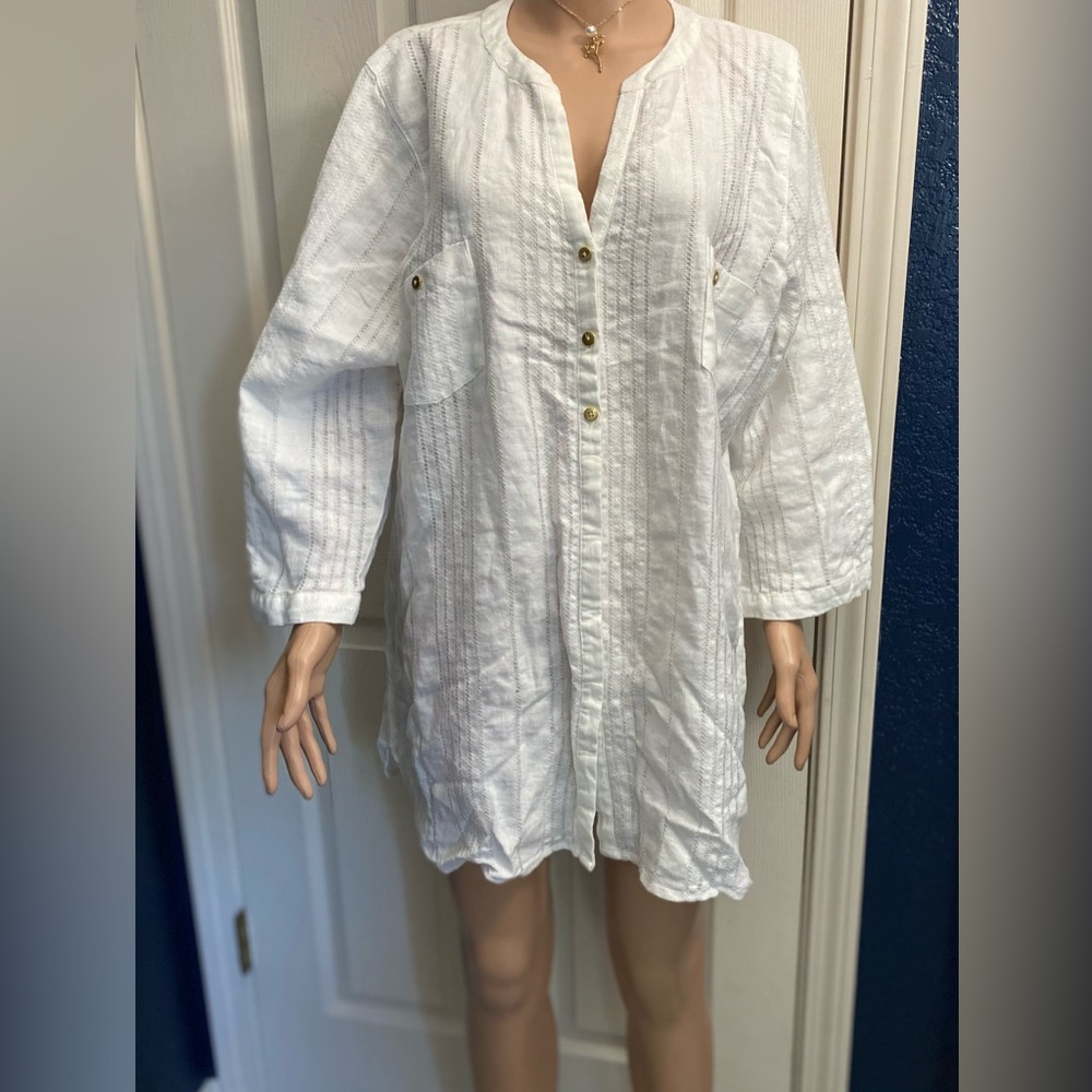 White Button-Up Women's Dress